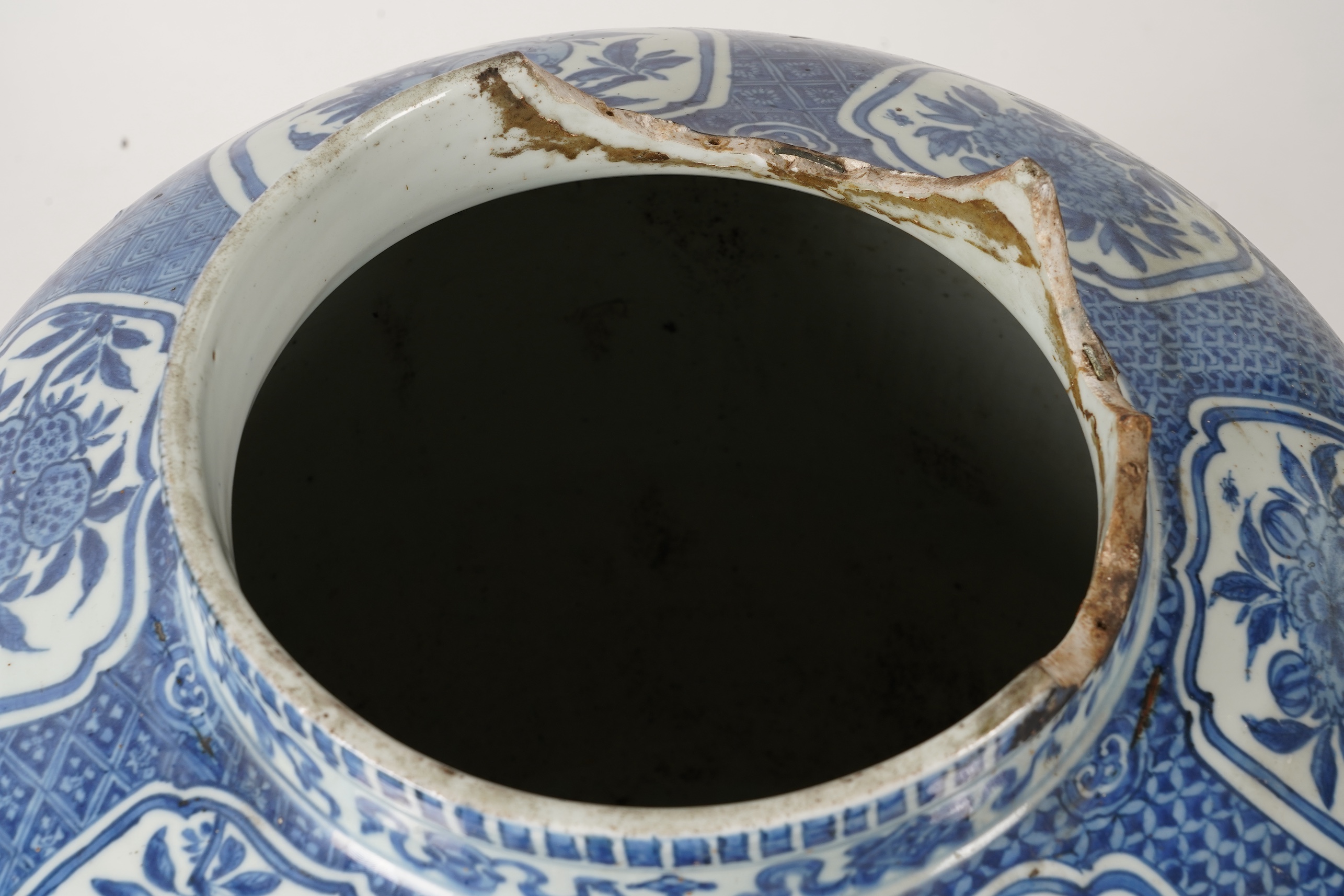 A massive Chinese blue and white jar, Wanli six character mark and of the period (1572-1620)